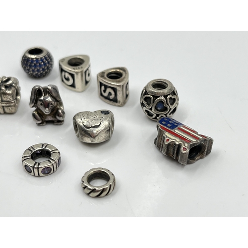 1079 - Twelve Pandora .925 silver charms - approx. gross weight 37 grams