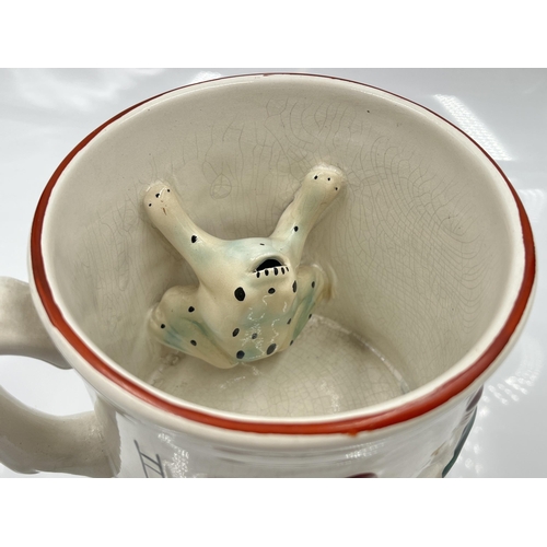 203 - A 19th century style Staffordshire frog mug - approx. 13cm high x 12cm diameter