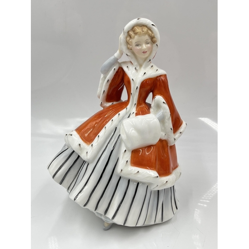 205 - Three Royal Doulton figurines, Top O'the Hill - HN 1834, What's The Matter? - HN 3684 and Noelle - H... 