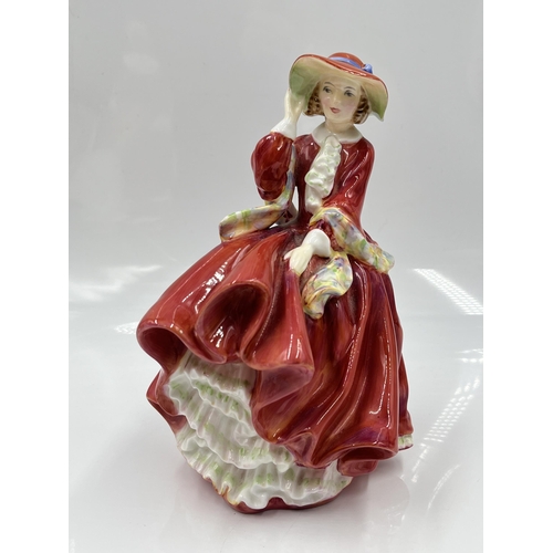 205 - Three Royal Doulton figurines, Top O'the Hill - HN 1834, What's The Matter? - HN 3684 and Noelle - H... 