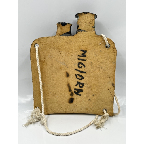 211 - A mid 20th century studio pottery wall hanging flask - approx. 29cm high x 24cm wide