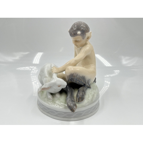 223 - A Royal Copenhagen Faun with Rabbit figurine, model no. 439 - approx. 13.5cm high