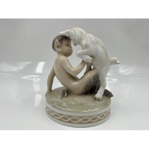 224 - A Royal Copenhagen Faun with Goat figurine, model no. 1012/498 - approx. 13cm high