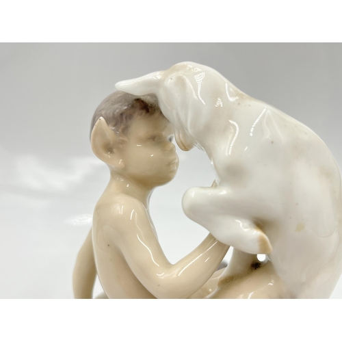 224 - A Royal Copenhagen Faun with Goat figurine, model no. 1012/498 - approx. 13cm high