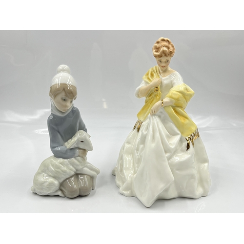 226 - Two ceramic figurines, Royal Worcester First Dance modelled by F. G. Doughty, model no. 3629 and Lla... 