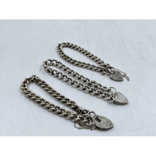 1088 - Three .925 silver curb link bracelets - approx. gross weight 98 grams