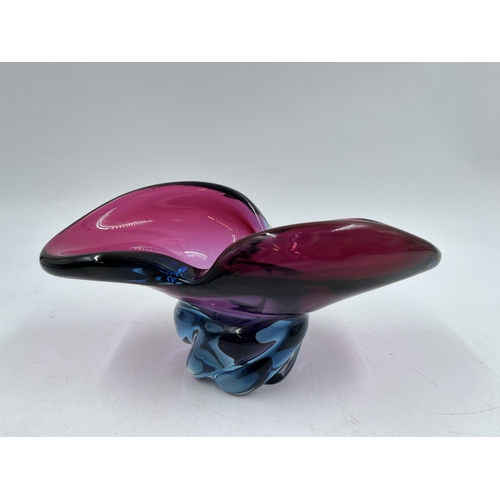 235 - A mid 20th century studio glass centrepiece bowl - approx. 12cm high x 24cm wide