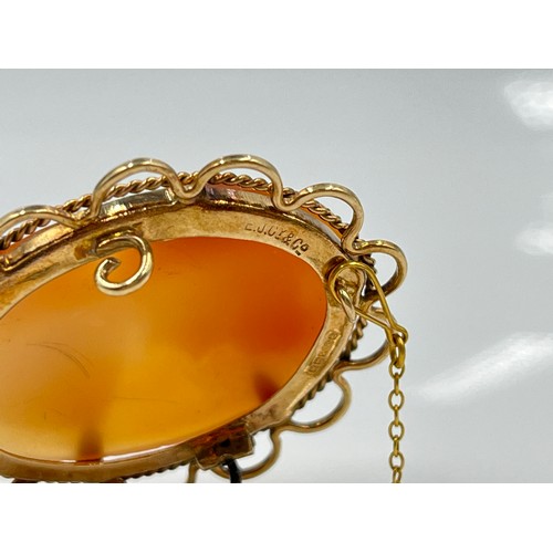 1145 - A hallmarked Birmingham 9ct gold cameo brooch, dated 1986 - approx. gross weight 8.53 grams