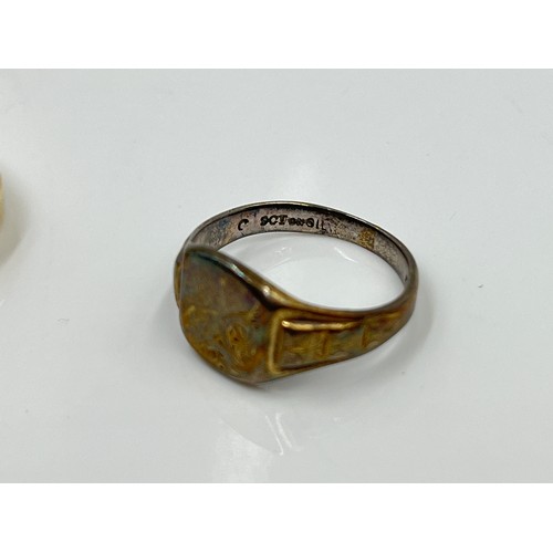 1155 - Two signet rings, one hallmarked Birmingham 9ct gold dated 1956, size Q - approx. gross weight 5.2 g... 