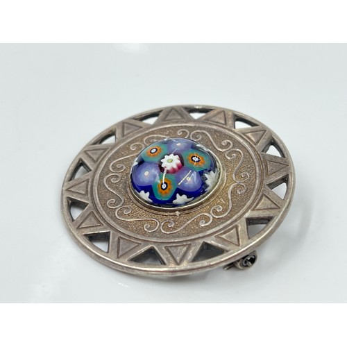 1157 - A Caithness Jewellery hallmarked Edinburgh silver and millefiori Celtic brooch, dated 1972 - approx.... 