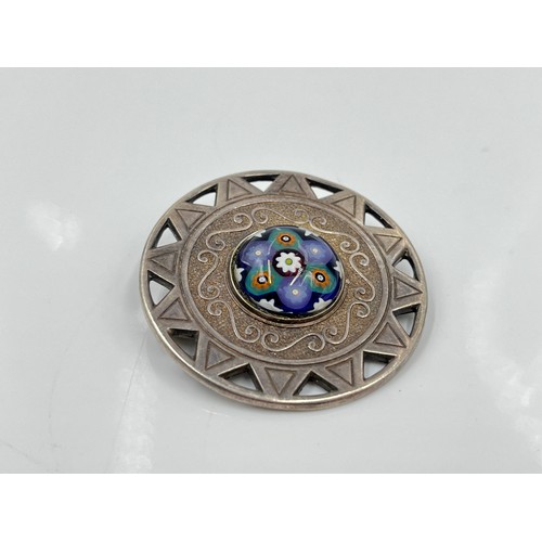 1157 - A Caithness Jewellery hallmarked Edinburgh silver and millefiori Celtic brooch, dated 1972 - approx.... 