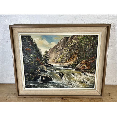 175 - A 1970s framed oil on canvas of a landscape scene signed Dorothea Hyde - approx. 59cm high x 74cm wi... 