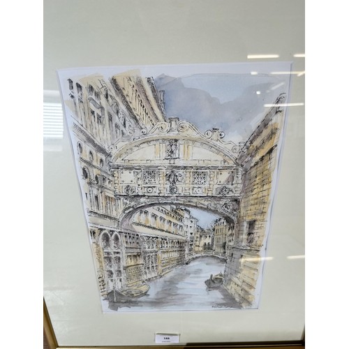 188 - Three framed William Spry ink wash watercolours - approx. 53cm high x 42cm wide