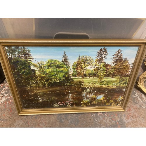 787 - A collection of pictures to include oil on board of a seascape signed D. Shaw dated 1982, oil on boa... 