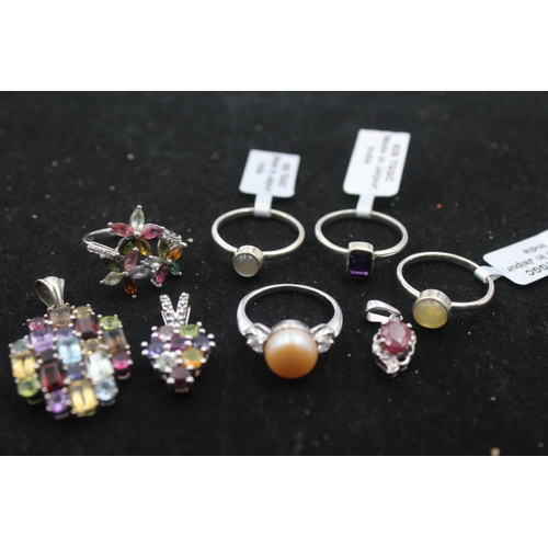 1153A - Eight pieces of .925 silver gemstone set jewellery to include TGGC etc. - approx. gross weight 26 gr... 