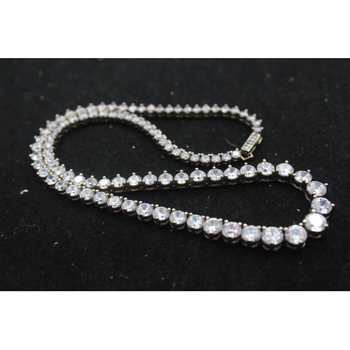 1153C - A .925 silver and cubic zirconia statement necklace - approx. gross weight 30 grams