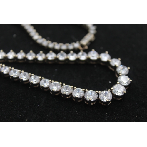 1153C - A .925 silver and cubic zirconia statement necklace - approx. gross weight 30 grams