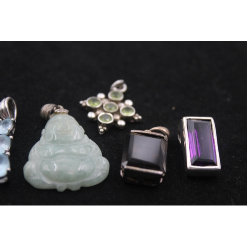 1154A - Six pieces of .925 silver gemstone set jewellery to include moonstone etc. - approx. gross weight 29... 