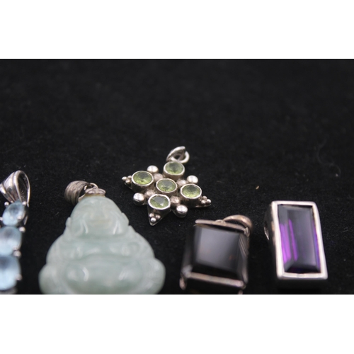 1154A - Six pieces of .925 silver gemstone set jewellery to include moonstone etc. - approx. gross weight 29... 