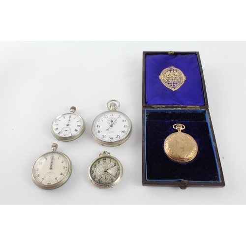 1177 - Five vintage hand-wind stop and pocket watches to include GS/TP, Lobner of Berlin etc.