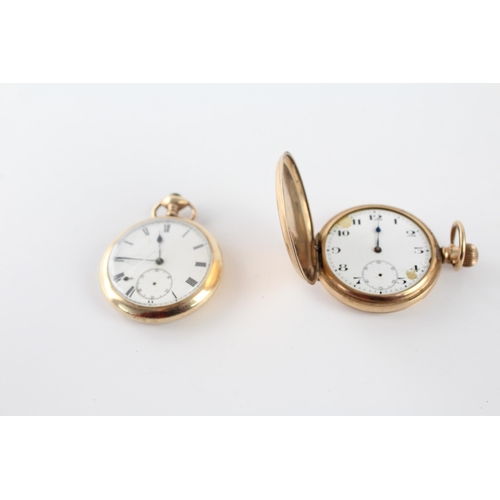 1178 - Two rolled gold pocket watches, one open face and one full hunter