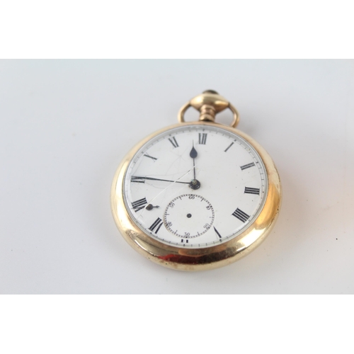 1178 - Two rolled gold pocket watches, one open face and one full hunter