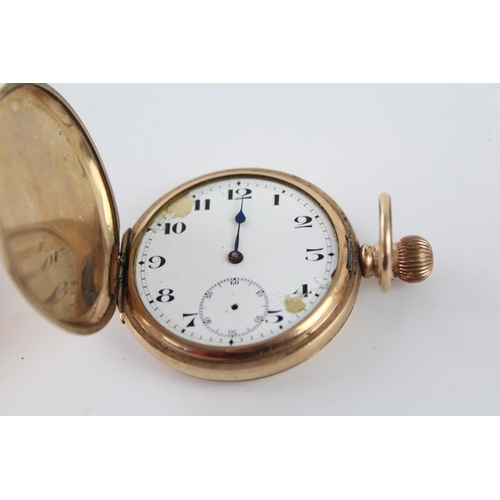 1178 - Two rolled gold pocket watches, one open face and one full hunter