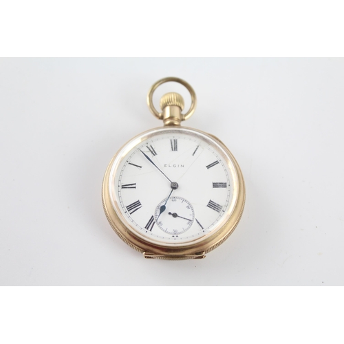 1180 - An Elgin rolled gold open face hand-wind pocket watch - approx. 6.4cm x 5cm