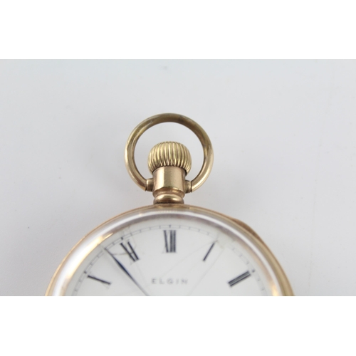 1180 - An Elgin rolled gold open face hand-wind pocket watch - approx. 6.4cm x 5cm