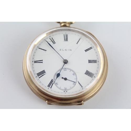 1180 - An Elgin rolled gold open face hand-wind pocket watch - approx. 6.4cm x 5cm