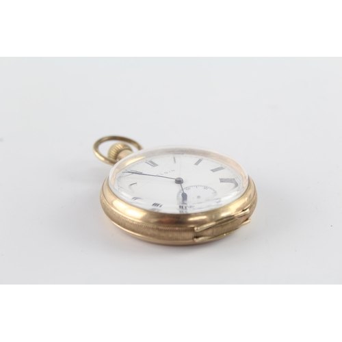 1180 - An Elgin rolled gold open face hand-wind pocket watch - approx. 6.4cm x 5cm