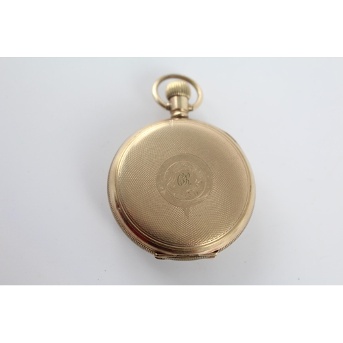 1180 - An Elgin rolled gold open face hand-wind pocket watch - approx. 6.4cm x 5cm