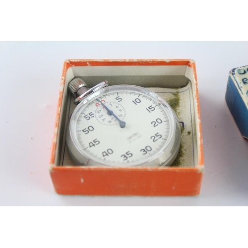 1181 - Four vintage hand-wind stop and pocket watches to include boxed Smiths etc.