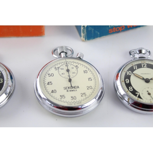 1181 - Four vintage hand-wind stop and pocket watches to include boxed Smiths etc.