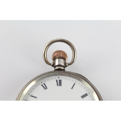 1185 - A .925 silver open face hand-wind pocket watch - approx. gross weight 108 grams