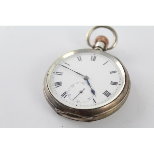 1185 - A .925 silver open face hand-wind pocket watch - approx. gross weight 108 grams