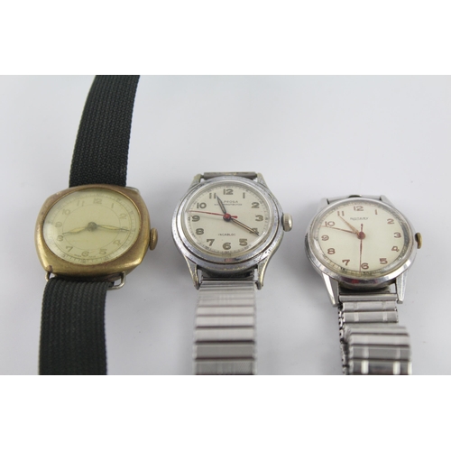 1186 - Three vintage mechanical men's wristwatches to include Rotary, Alprosa etc.