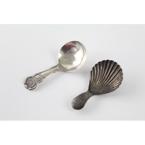 1215 - Two Georgian hallmarked sterling silver caddy spoons - approx. gross weight 18 grams