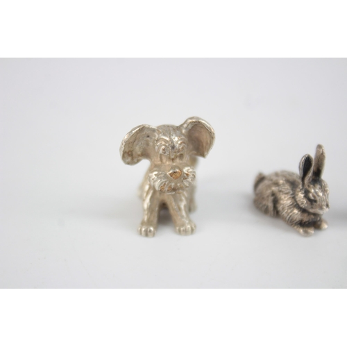 1219 - Three hallmarked sterling silver miniature animals - approx. gross weight 39 grams and 2cm high