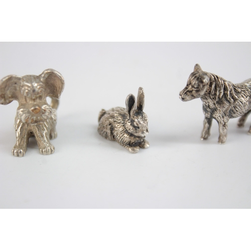 1219 - Three hallmarked sterling silver miniature animals - approx. gross weight 39 grams and 2cm high