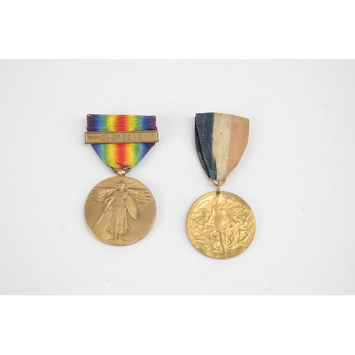 1256 - Two WWI medals, one Birmingham 1919 Peace and one American Victory