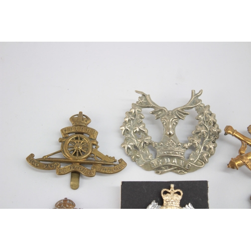 1262 - Ten military cap badges to include Women's Land Army, R.N.A.S etc.