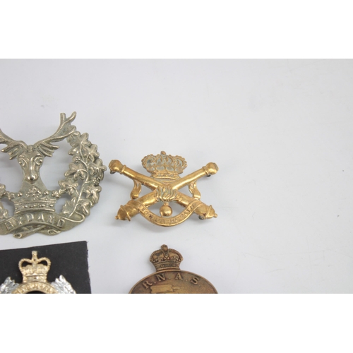 1262 - Ten military cap badges to include Women's Land Army, R.N.A.S etc.