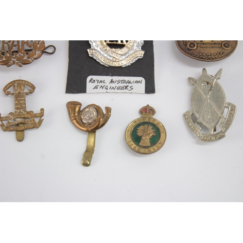 1262 - Ten military cap badges to include Women's Land Army, R.N.A.S etc.