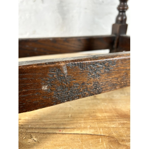 12 - A 17th century style oak joint stool with turned supports - approx. 45cm high x 39cm wide x 23cm dee... 