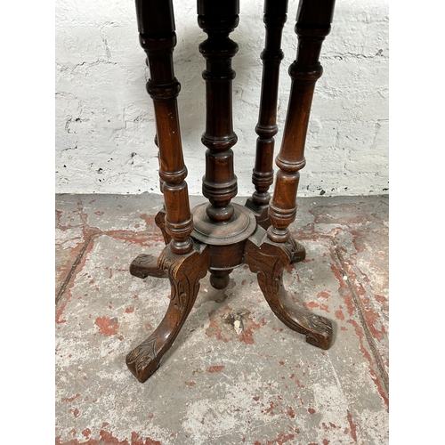 7 - A Victorian inlaid walnut oval occasional table on quatrefoil base - approx. 69cm high x 51cm wide x... 