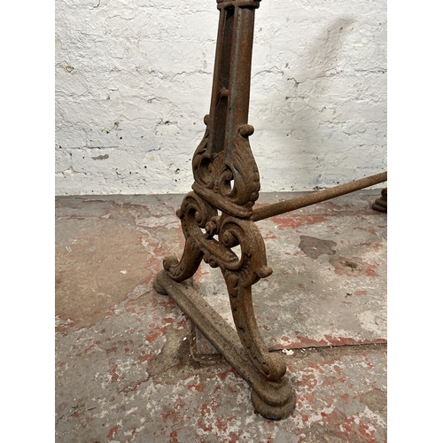 9 - A 19th century Coalbrookdale style cast iron table base - approx. 73cm high x 80cm wide x 37cm deep