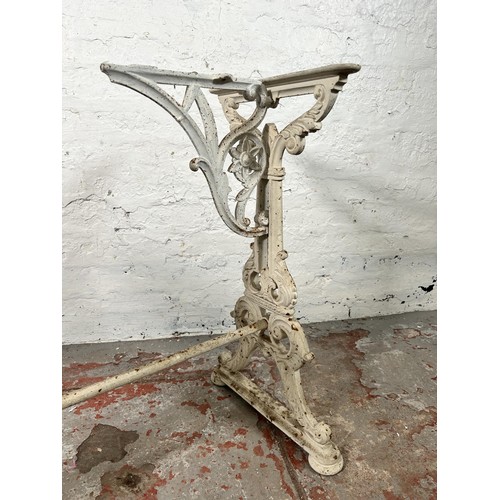 8 - A 19th century Coalbrookdale style white painted cast iron table base - approx. 73cm high x 80cm wid... 