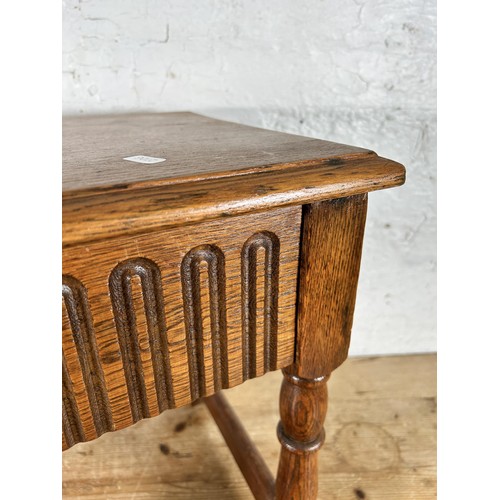 36 - A 17th century style oak rectangular joint side table with single drawer - approx. 45cm high x 50cm ... 