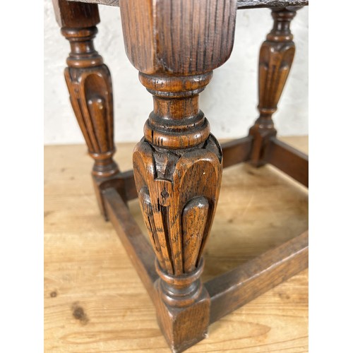 37 - A 17th century style carved oak rectangular joint side table - approx. 46cm high x 43cm wide x 33cm ... 